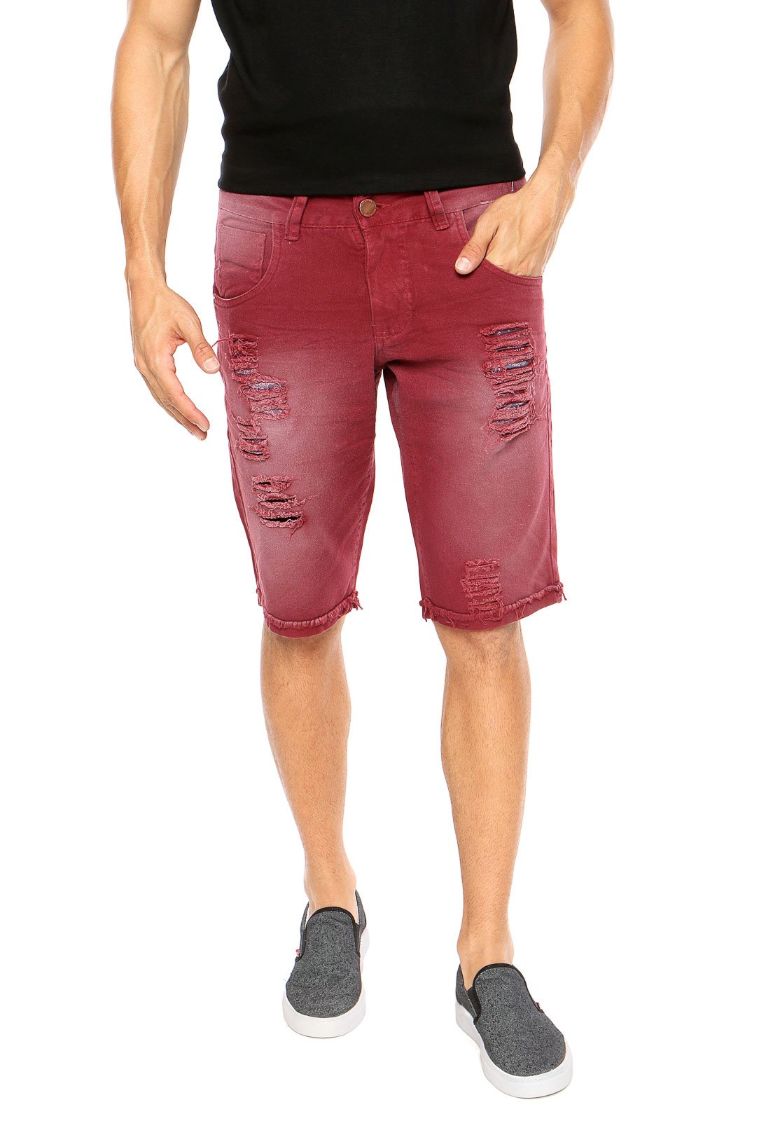 bermuda jeans masculina vinho